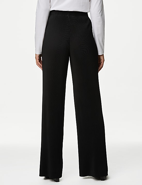 Plisse Wide Leg Trousers