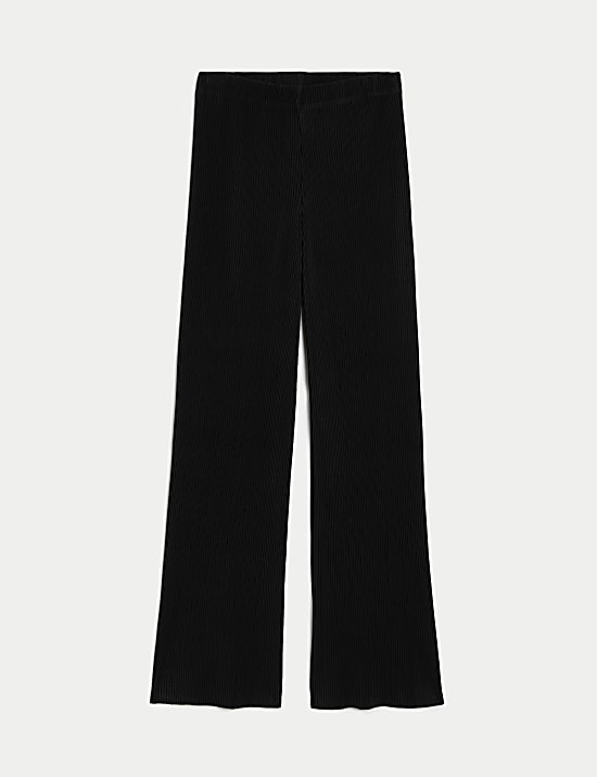 Plisse Wide Leg Trousers