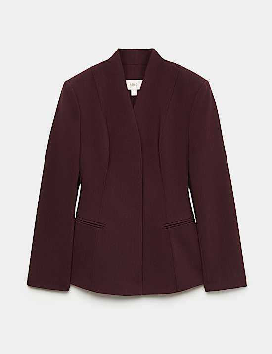 Cinched Fitted Collarless Blazer