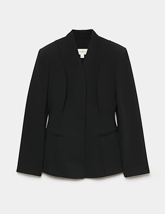 Cinched Fitted Collarless Blazer