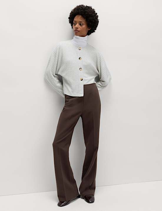 Slim Side Zip Flared Trousers