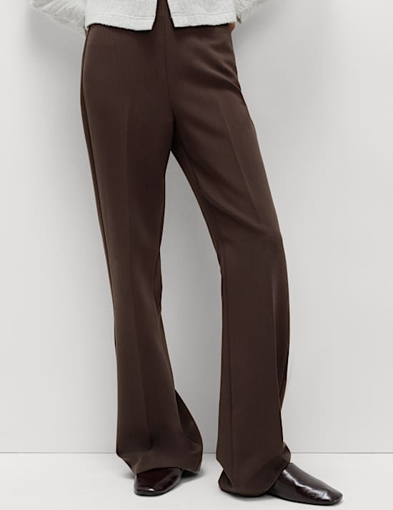 Slim Side Zip Flared Trousers