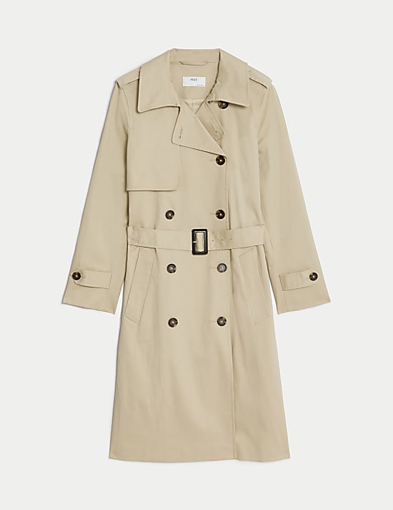 Petite Cotton Rich Double Breasted Trench Coat