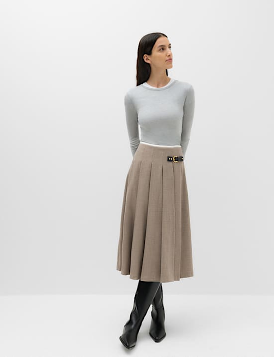 Pleated Midi Wrap Kilt