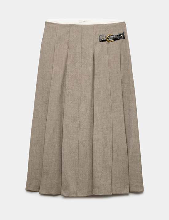 Pleated Midi Wrap Kilt
