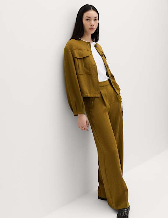 Relaxed Wide Leg Trousers With Linen