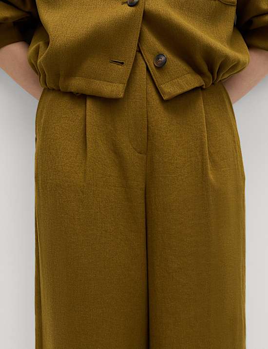 Relaxed Wide Leg Trousers With Linen