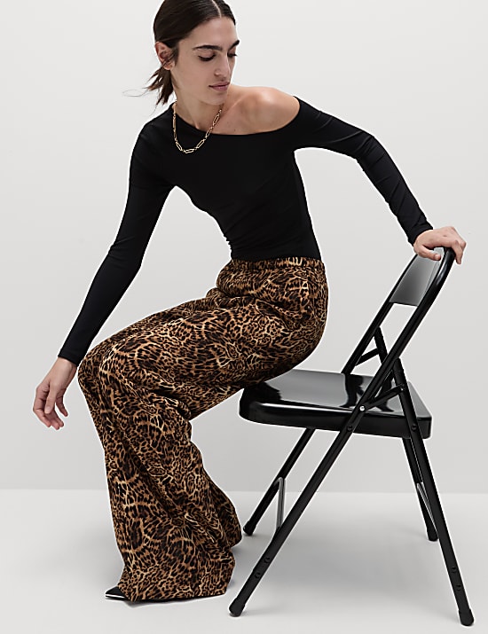 Pantalon coupe large à imprimé