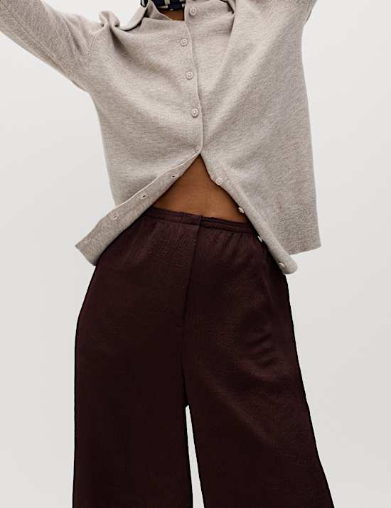 Pantalon palazzo en satin effet froiss&eacute;