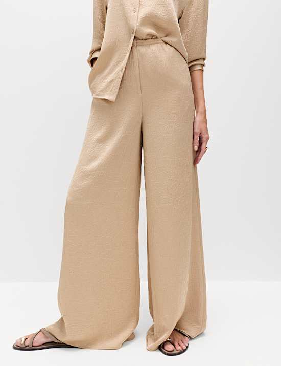 Satin Crinkle Palazzo Trousers