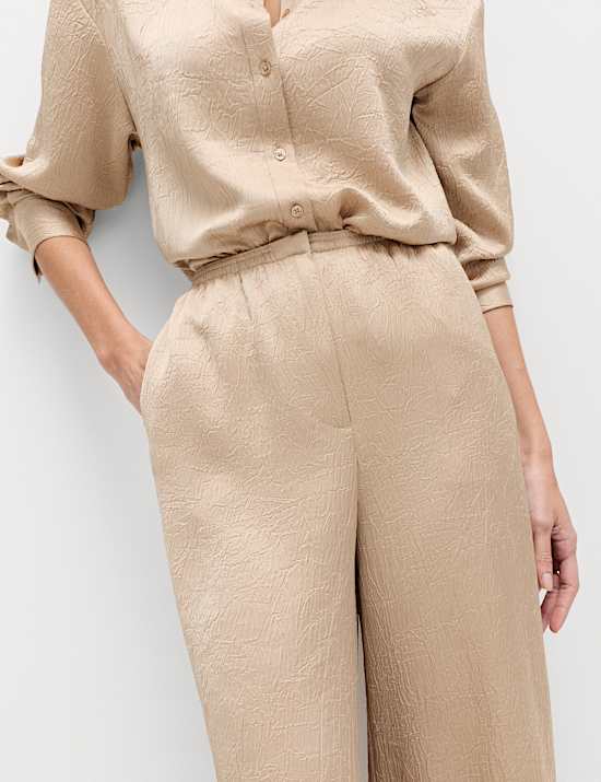 Satin Crinkle Palazzo Trousers