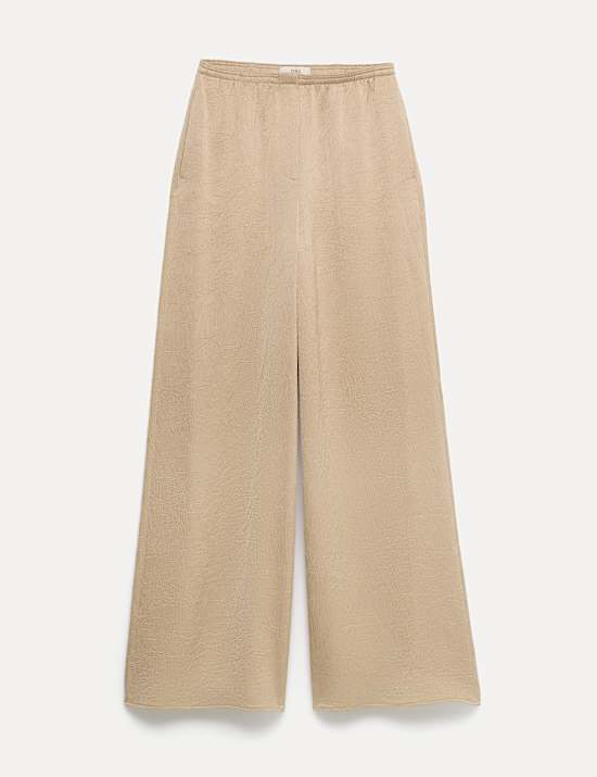 Satin Crinkle Palazzo Trousers