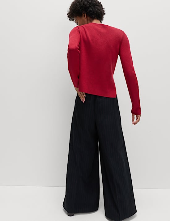 Flannel Pinstripe Palazzo Trousers