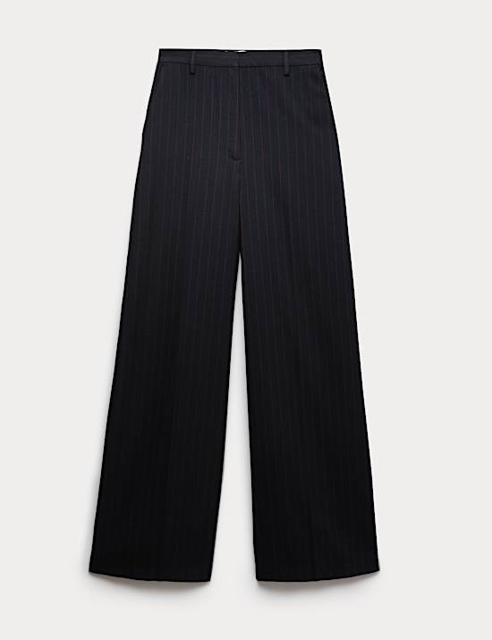 Flannel Pinstripe Palazzo Trousers