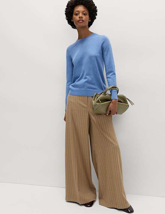 Flannel Pinstripe Palazzo Trousers