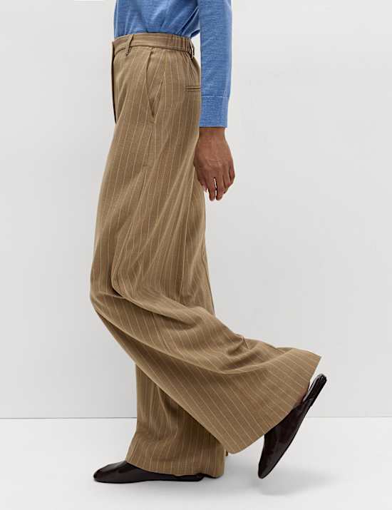Flannel Pinstripe Palazzo Trousers