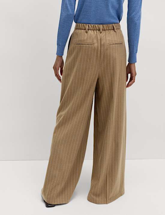 Flannel Pinstripe Palazzo Trousers