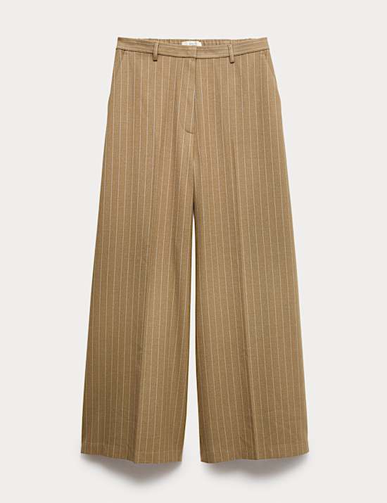 Flannel Pinstripe Palazzo Trousers