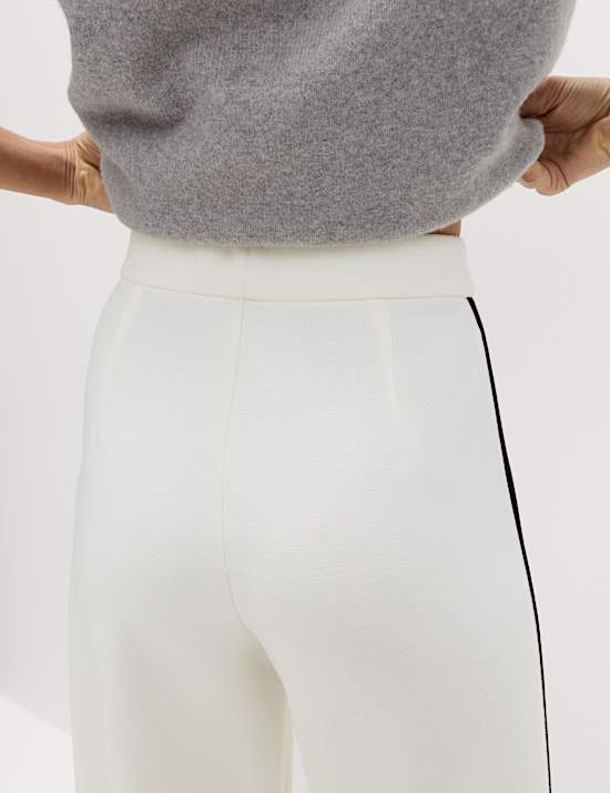 Pique Side Stripe Wide Leg Trousers