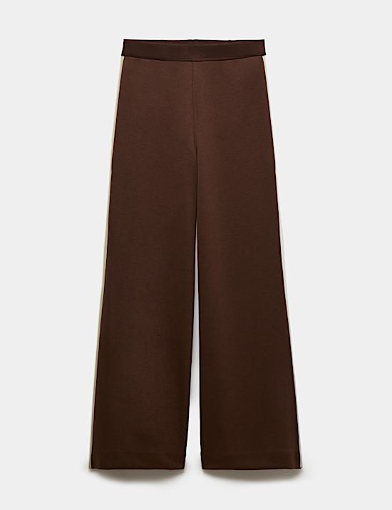 Pique Side Stripe Wide Leg Trousers
