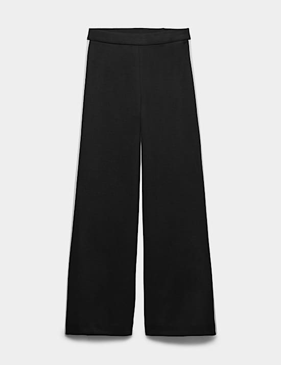 Pique Side Stripe Wide Leg Trousers
