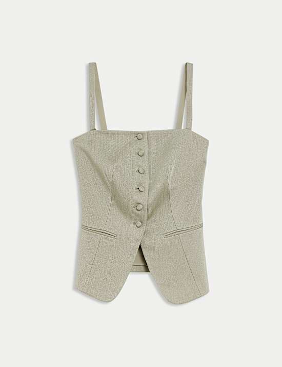 Linen Blend Sheen Twill Waistcoat