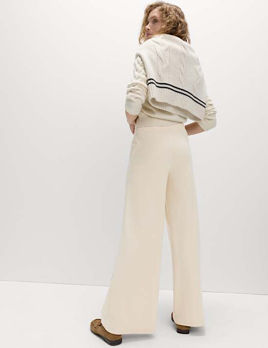 Jersey Wide Leg Trousers with Stretch