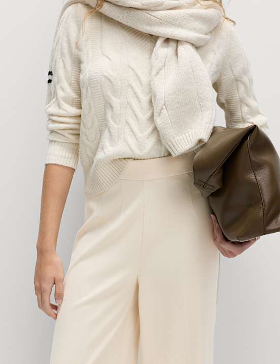 Jersey Wide Leg Trousers with Stretch