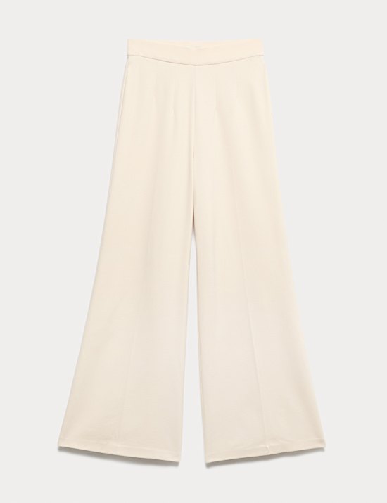 Jersey Wide Leg Trousers with Stretch