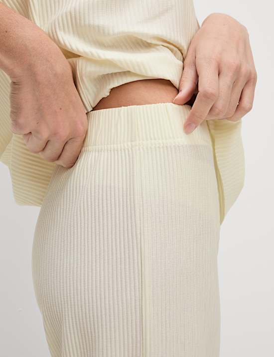 Plisse Wide Leg Cropped Trousers