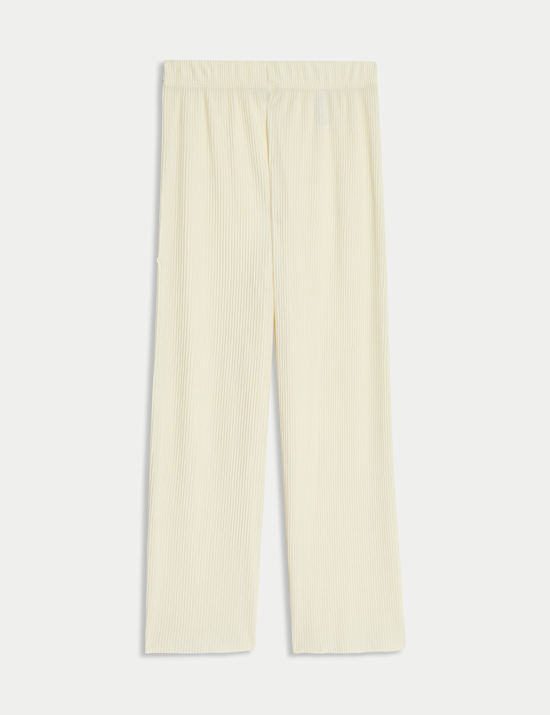 Plisse Wide Leg Cropped Trousers
