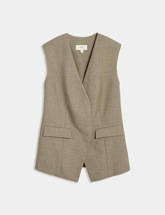 Γιλέκο σε μακριά γραμμή με κουμπιά σε όλο το μήκος και λαιμόκοψη V