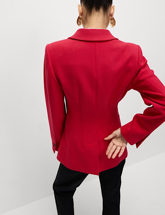 Getailleerde blazer van crêpestof met dubbele rij knopen