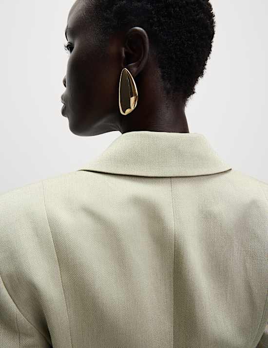 Single-breasted, getailleerde blazer in lang model van linnenmix