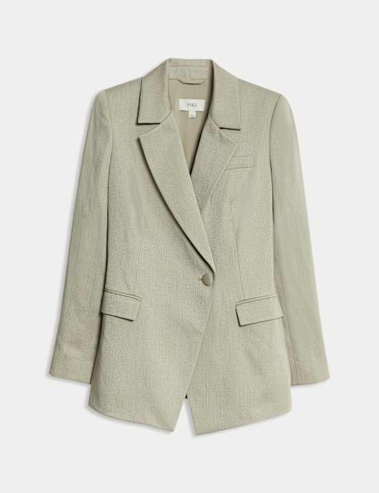Single-breasted, getailleerde blazer in lang model van linnenmix