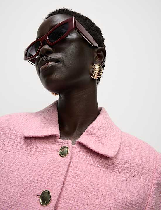 Tweed Cinched Collared Short Jacket