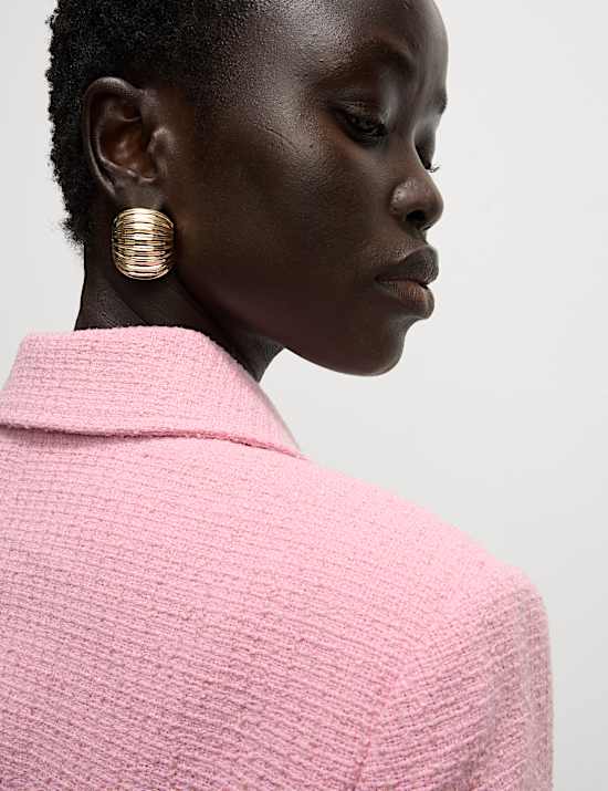 Tweed Cinched Collared Short Jacket