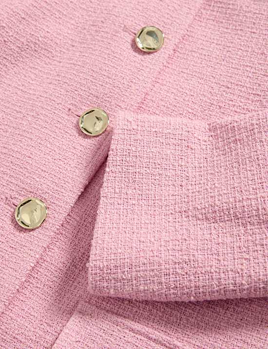 Tweed Cinched Collared Short Jacket