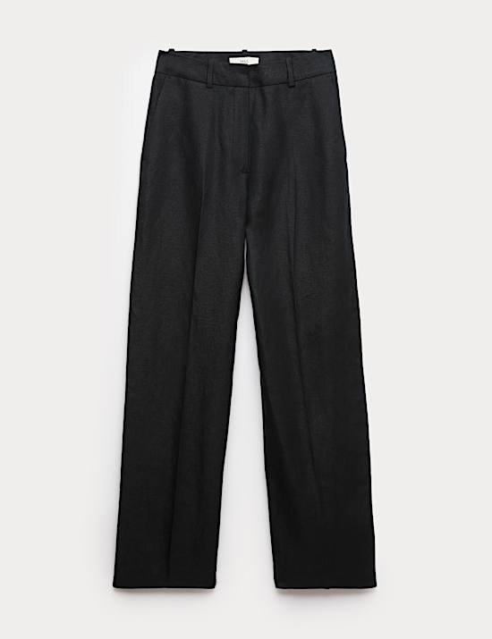 Linen Blend Relaxed Straight Trousers