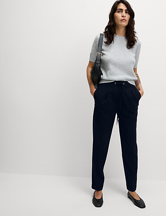 Drawstring Tapered Ankle Grazer Trousers