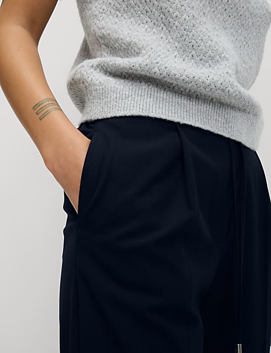 Drawstring Tapered Ankle Grazer Trousers