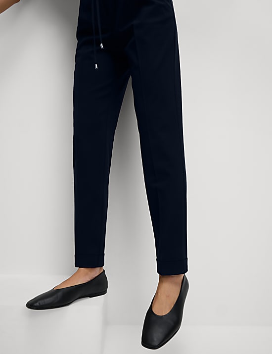Drawstring Tapered Ankle Grazer Trousers