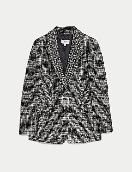 Tweed blazer met één rij knopen en structuur