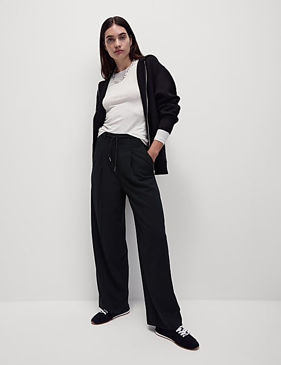 Drawstring Wide Leg Trousers