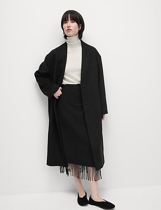 Wool Blend Longline Coat