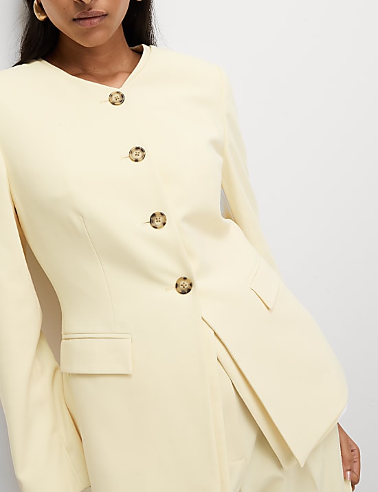 Tailored Collarless Blazer