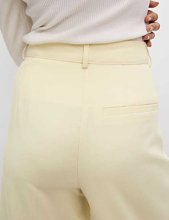 Woven Pleat Front Wide Leg Trousers