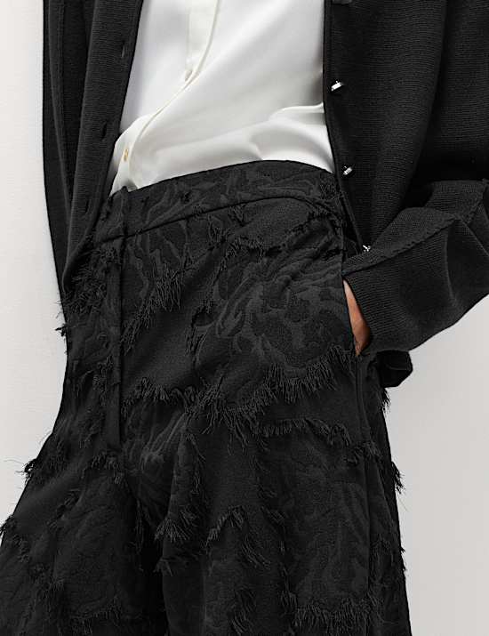 Jacquard Fringe Wide Leg Trousers