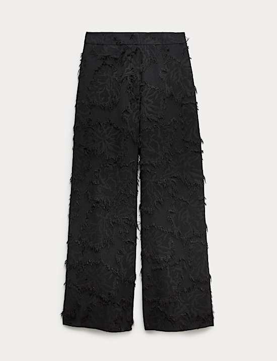 Jacquard Fringe Wide Leg Trousers