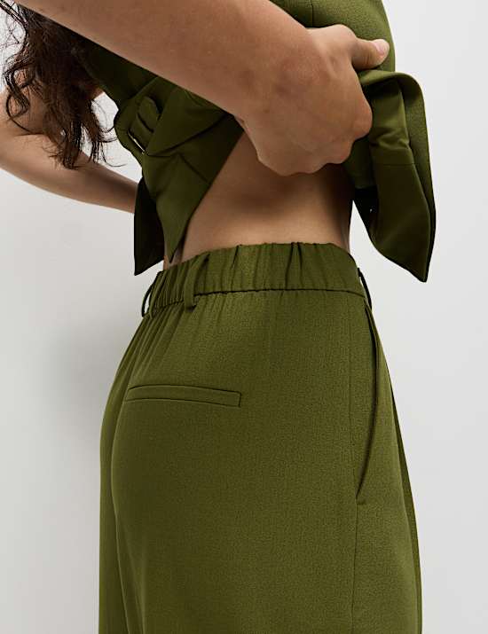 Triple Pleat Wide Leg Trousers